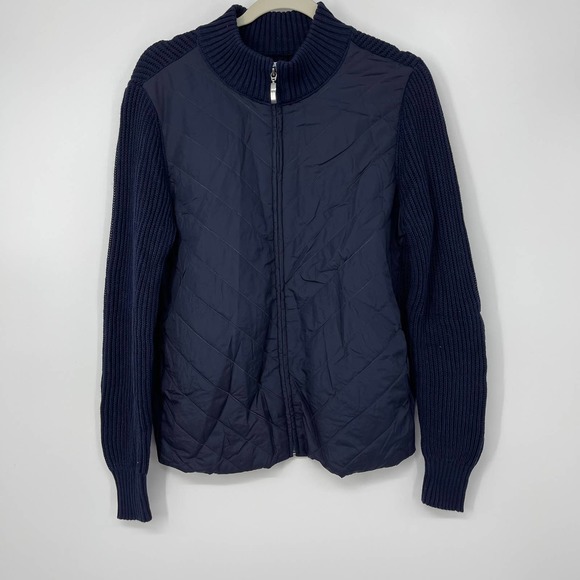 croft & barrow Jackets & Blazers - CROFT & BARROW NAVY BLUE FULL ZIP RIBBED JACKET PETITE MEDIUM